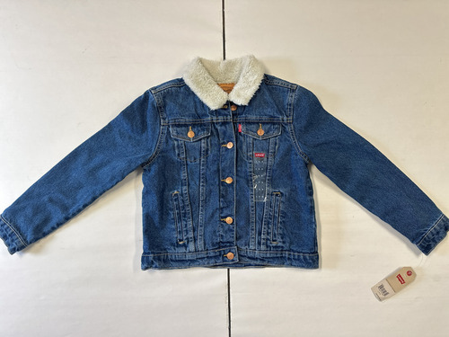 Chamarra Levis Mezclilla Sherpa Trucker Niña Grande Borrega