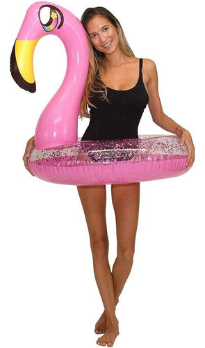 Poolcandy Glitter Animals Pool Tube 36  Inflable Pink Flamin