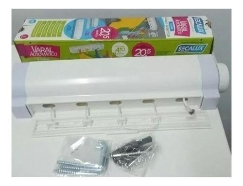 Varal Parede Automático Retrátil 5 Cordas 4,10m Cada Secalux