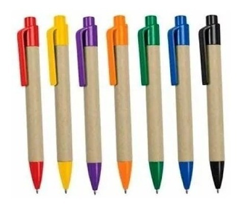 Cien Esferos Ecológicos Con Impresión De Logo A Un Color