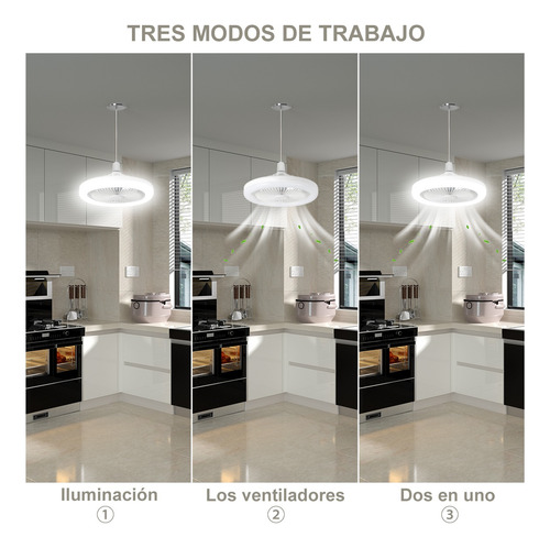 Ventilador De Lámpara Multifunción Foco Led De 30 W