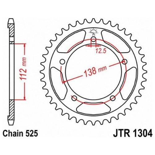 Jtr1304.42 Corona Trasera De 42 Dientes De Acero, Negro