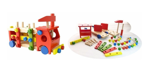 Imagen 6 de 6 de Camion Madera Juego Didactico Desarmable Encastre Activity