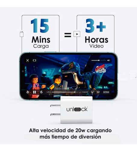 Cargador Usb Con Cable Tipo C Carga Rápida Unlock