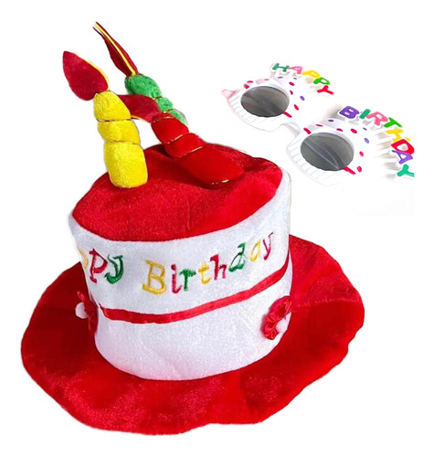 Sombrero Pastel Cumpleaños Gorro Y Gafas  (rojo)