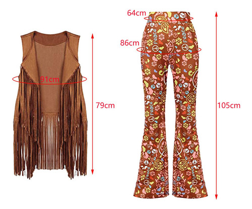 Conjunto De Disfraz Hippie, Accesorios De Ropa Para Mujer,