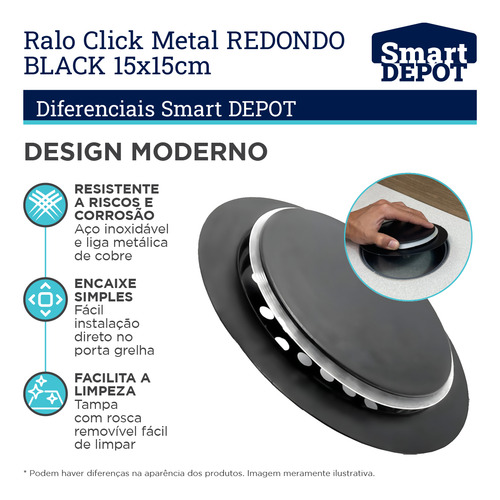 Ralo Black Redondo Click Inteligente Abre E Fecha