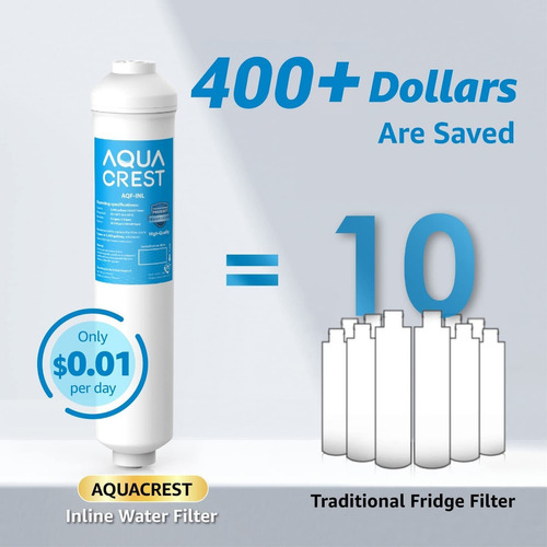 Aquacrest 5 Years Capacity - Inline Water Filter For Refrige