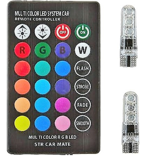 Led Multicolor T10 Posicion Con C/ Remoto Rgb X2 W5w Canbus