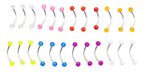 Piercing Mbb Acrilico Uv Color 1.2x10x3 Mix Colores 10 Unds