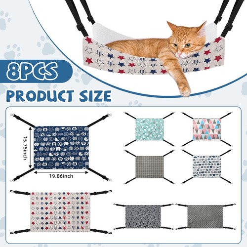 Mixweer 8 Piezas Hamaca Reversible Para Gatos Cama Jaula Par