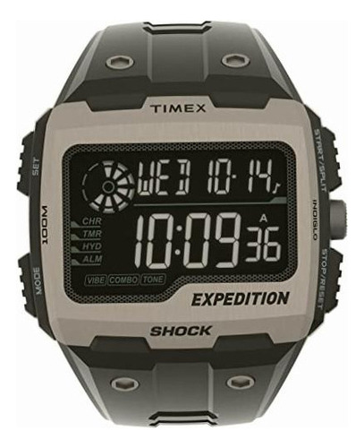 Reloj Timex Expedition Grid Shock 50mm Tw4b24900vq Color De La Correa Negro Color Del Bisel Gris Color Del Fondo Negro