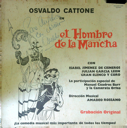 Oswaldo Cattone El Hombre De La Mancha  Lp Ricewithduck 