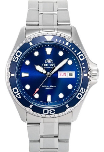 Reloj Orient Sport Faa02005d9 Caballero Original E-watch Color De La Correa Plateado Color Del Bisel Plateado Color Del Fondo Azul