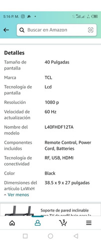 Imagen 5 de 5 de Televisor Tv Marca Tcl Usado 40 Pulgadas