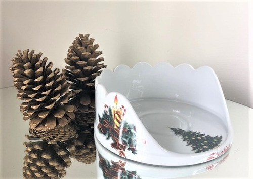 Imagem 2 de 3 de Panetoneira Aberta De Porcelana - Porta-panetone - Natal
