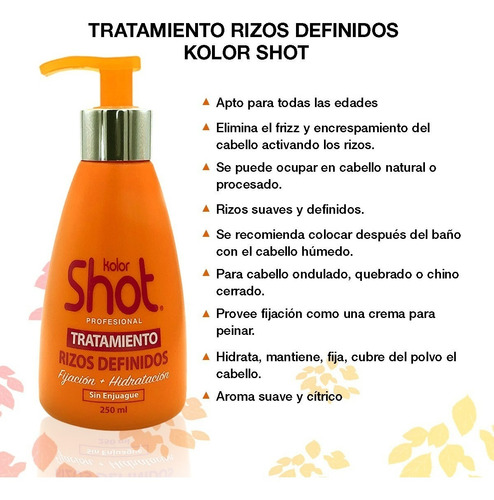 Imagen 3 de 10 de Tratamiento Profesional Rizos Definidos Kolor Shot 250 Ml