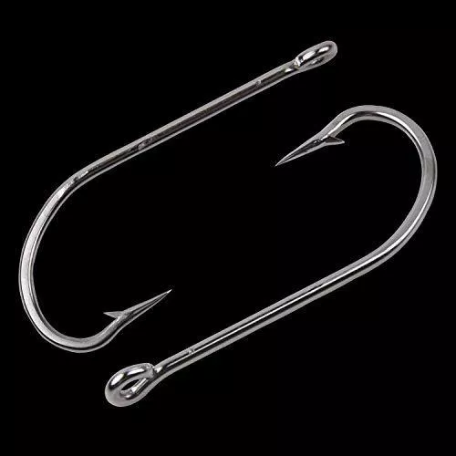 Saltwater Long Shank Fishing Hooks Set, 100pcs Stainless Steel