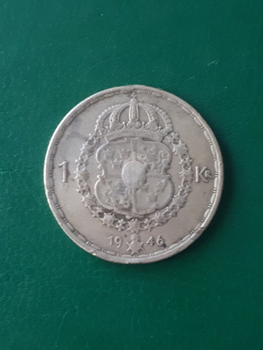 Suecia 1946 1 Corona Plata 