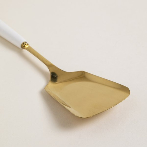 Espatula De Cocina De Acero Mango De Ceramica Blanco 24cm