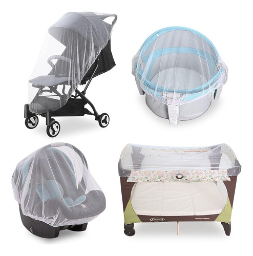 Tul Blanco Mosquitero Protector P/coche Bebe Ajustable Cuna 