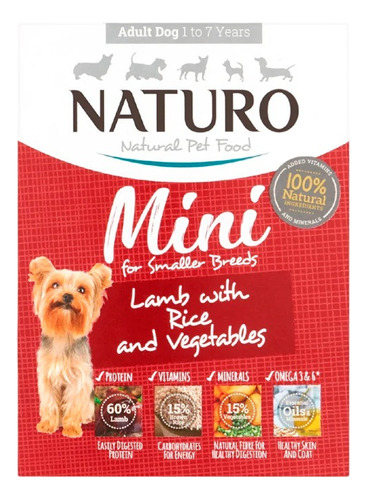 Comida Para Perro Naturo Cordero Arroz Y Vegetales 150gr