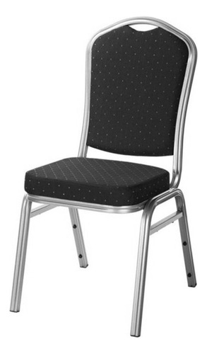 Silla Tapizada Para Hotel Evento Azul Marco Plateado Asiento Negro