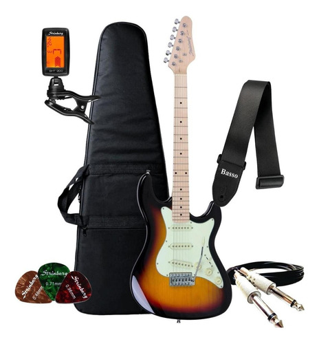 Kit Guitarra Iniciante Strinberg Strato Sts100 + Acessórios