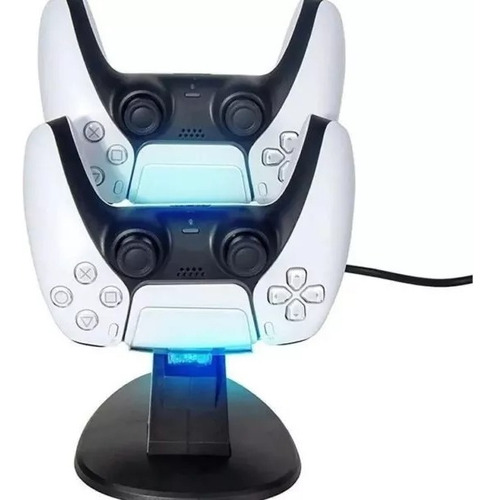 Suporte Base Dock Carregador 2 Controles Com Led Ps5
