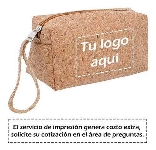 Imagen 2 de 9 de Cosmetiquera De Corcho Con Cierre Y Asa De Yute.