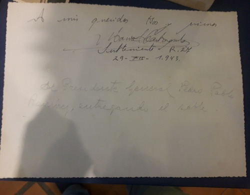 Original Foto Presidente General Pedro Pablo Ramirez 1943 (Usado)