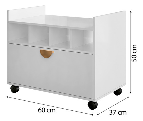 Armário Gabinete Para Banheiro Com 4 Nichos 1 Gaveta E Rodízios Branco Tcaz - Webshop Móveis