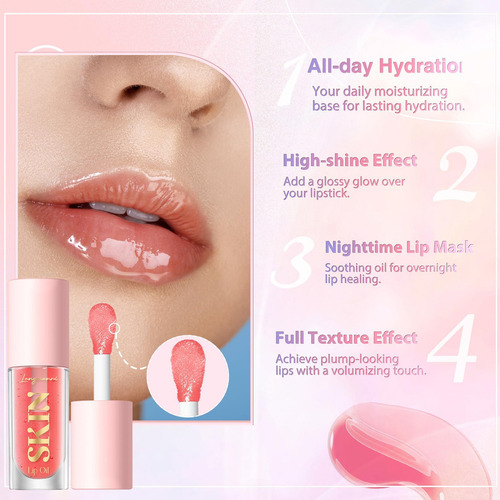 Aceite Labial Hidratante Langmanni, Brillo Labial No