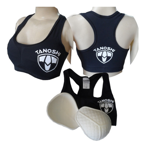 Imagem 1 de 7 de Protetor Seios Tanoshi Preto - Luta Muaythai Sanda Karate