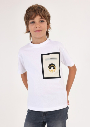 Playera Con Bolsillo Talla 8 Años Mod. 6072 Color Blanco