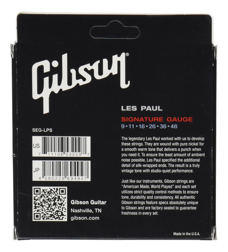 Gibson Les Paul Premium Guitar Strings, Signature Gauge 9-46