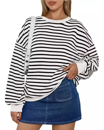 Sudadera Con Capucha A Rayas Con Cuello Redondo