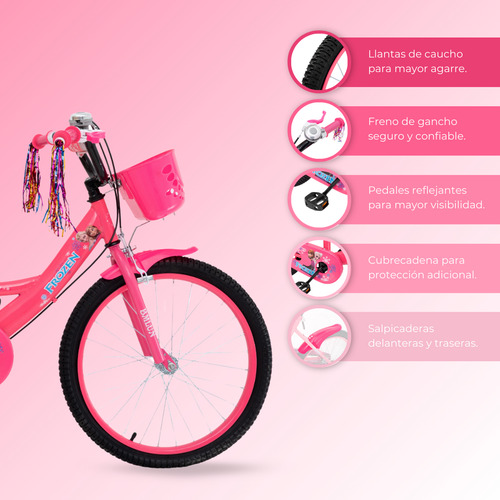 Bicicleta Infantil Aeiou R20 Qk-13 con Campana Color Fucsia Tamaño Del Cuadro 20