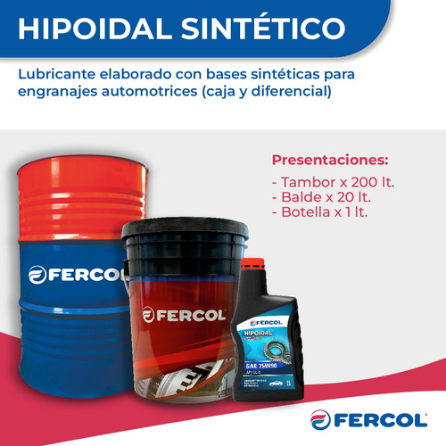 Aceite Fercol Hipoidal Sintetico 75w90 X 1 Lt