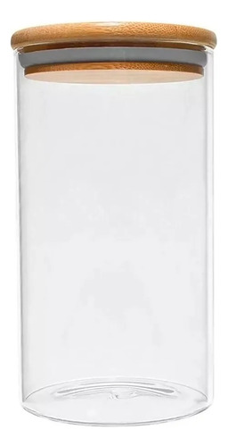 Frasco Vidrio Hermético Contenedor Tapa Bambu 600ml Taper Alacena 12cm X 8cm Color Transparente