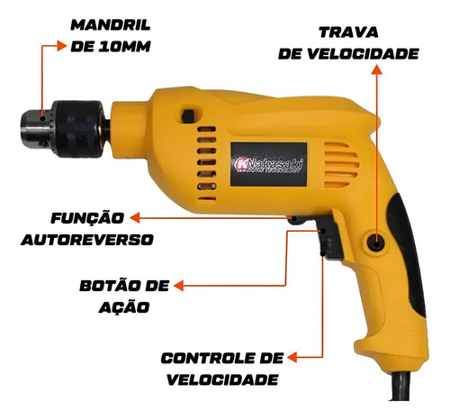 Furadeira 13mm Com Esmerilhadeira 115mm 900w Profissional