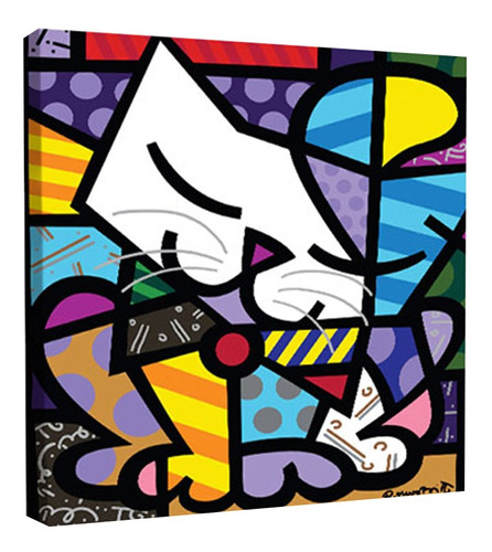 Cuadro Decorativo Canvas Moderno Cat Romero Britto 90x90cm