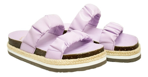 Imagen 3 de 7 de Sandalia Dama Mujer Huarache Corcho Morado Plataforma