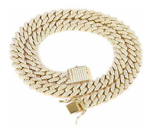 Cadena Miami Cuban Link Chapada En Oro 14k