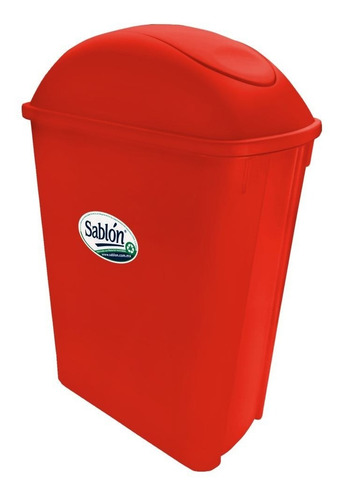 Bote De Basura 42l Tapa Balancín Lateral Color Rojo