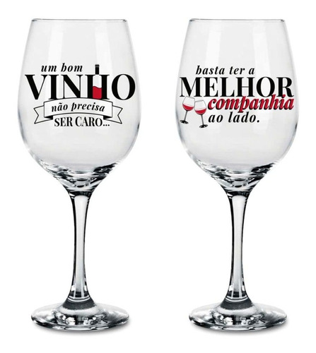 Taça De Vinho Dupla 385ml - Namorados - Um Bom Vinho Cor Transparente