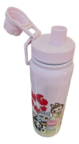 Botella Labubu Térmica Frio/calor Acero Inoxidable 800ml Rosa-beige