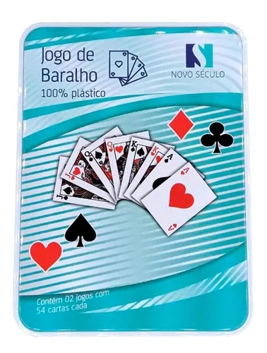 Jogo Baralho Cartas Duplo Plástico Estojo Metal Lata Lacrado