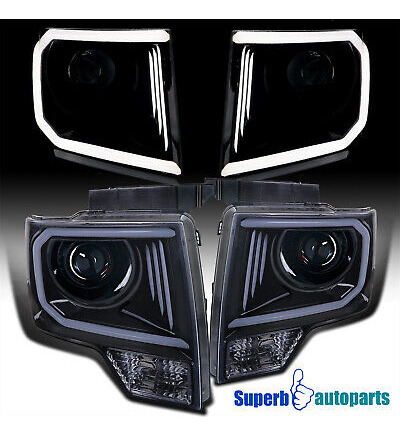 Fits 2009-2014 Ford F150 Projector Headlights Led Bar Gl Zzj