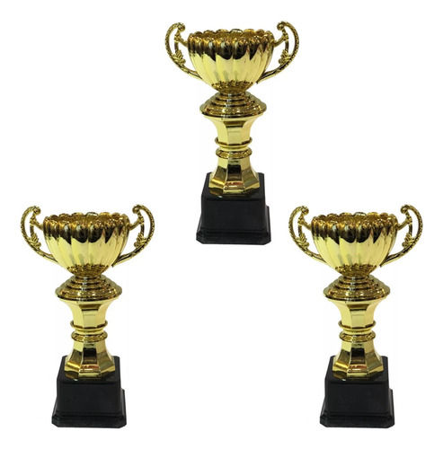 Combo 3 Copas Trofeos Premio Torneos Compet Deportivas 22 Cm